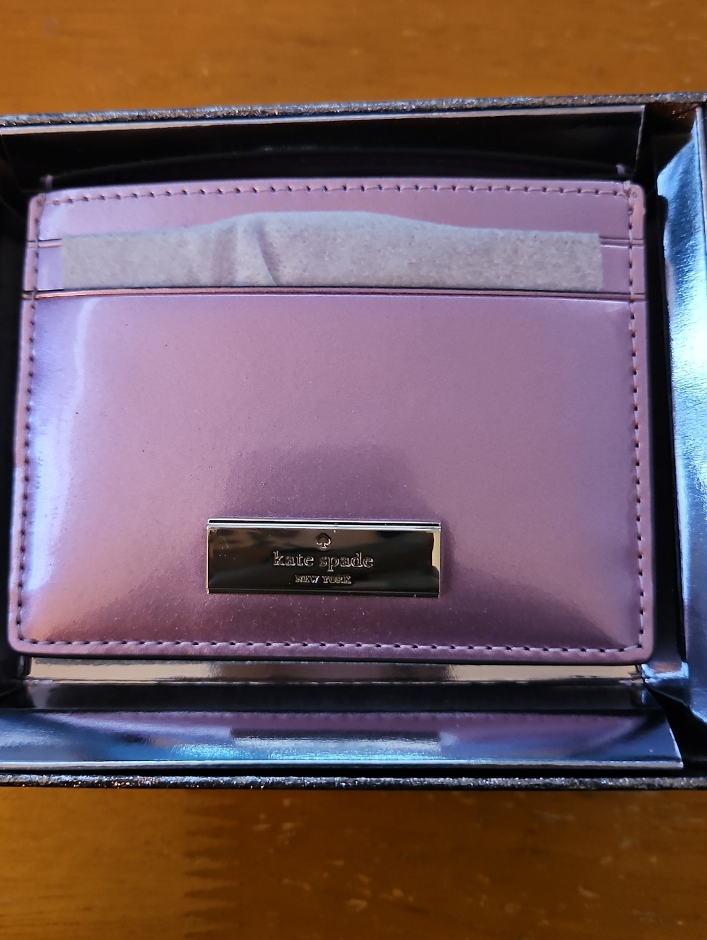Kate Spade Kenzie Boxed Small Patent Slim Lilac Cardholder Wallet
